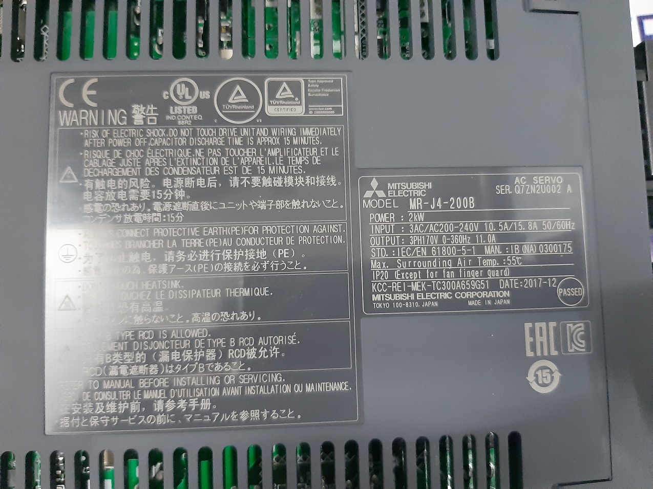 MITSUBISHI AC SERVO DRIVE MR-J4-200B