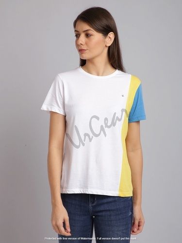 Multicolor Womens Round Neck T-Shirt