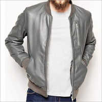 Mens Grey Leather Jacket