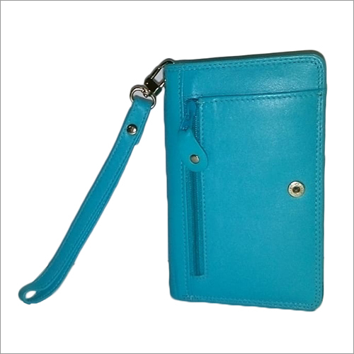 Ladies Sky Blue Leather Pouch