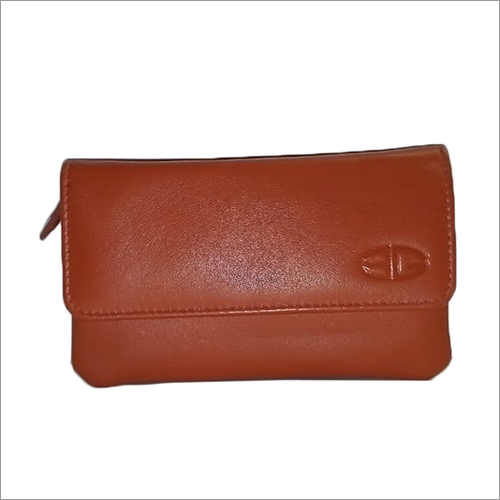 Ladies Orange Leather Clutch