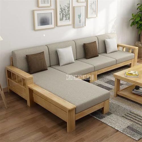 L Shaped Wooden Sofa Set