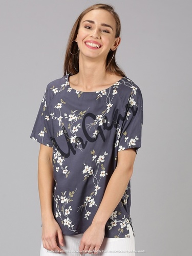 Womens Floral Round Neck Top