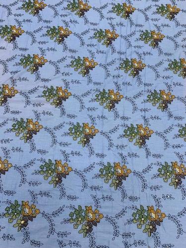 Embroidery Cora Cotton Fabric - Cora Cotton, Meter Length As Per Requirement, Available in Multiple Colors - Embroidered Pattern with Vivid Thread Matching