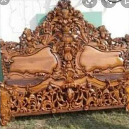 Brown Teak Wood Bed Headboard
