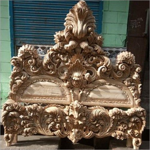 Heavy Carved Wooden Bed