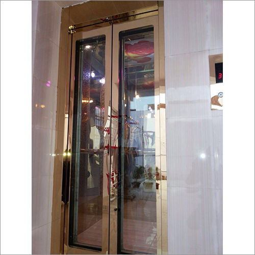 Stainless Steel Golden Mix Glass Elevator Door