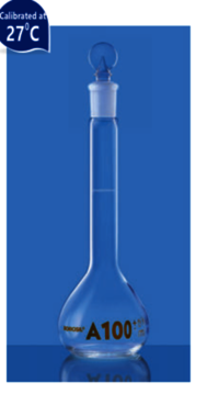 Volumetric Flask - Borosilicate Glass 100ml, Clear With Precisely Calibrated Volume Markings And Conical Bottom Elongated Neck