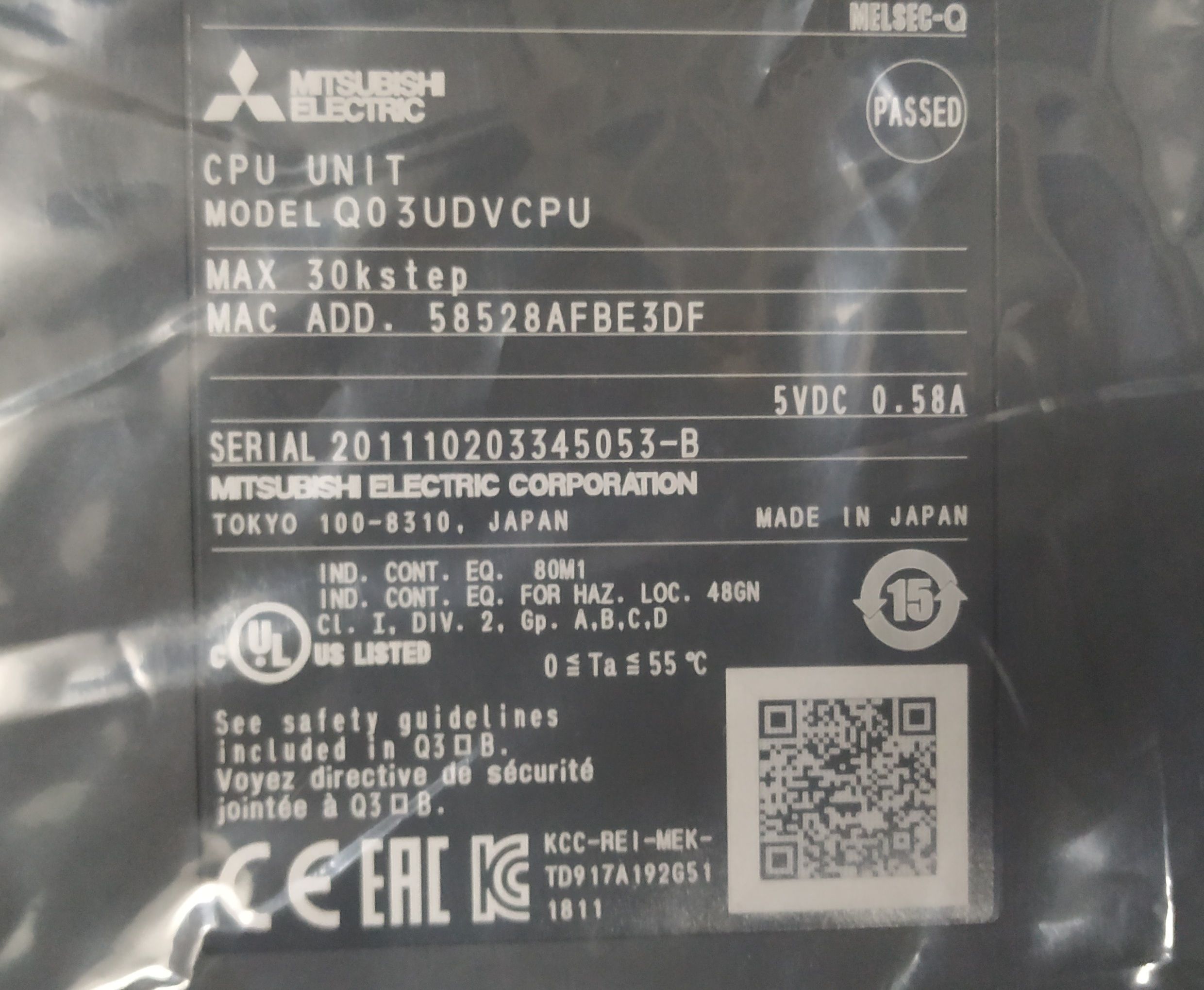 MITSUBISHI CPU MODULE Q03UDVCPU