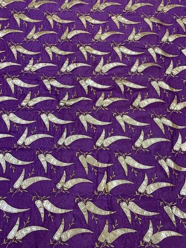 Embroidery Chinon Fabric - Chinon Material, Length as Per Requirement, Dark Shade Colours with Gotta Work | Available in Different Colour Options, Embroidered Pattern