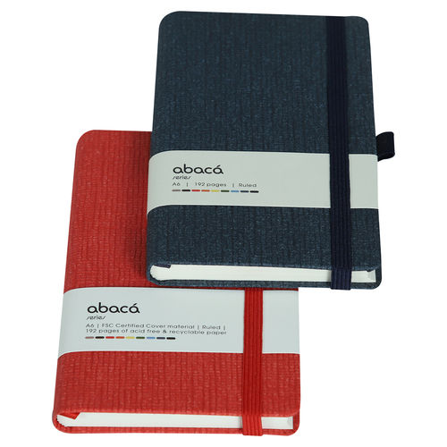 Comma Abaca - A6 Size - Hard Bound Notebook (Navy Blue and Red)