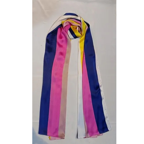 Pink Nd White Mix Satin Printed Scarves