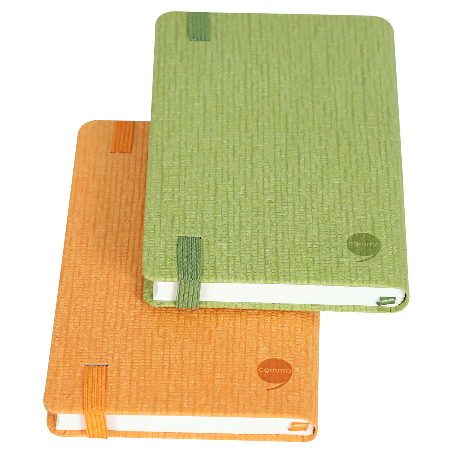 Comma Abaca - A6 Size - Hard Bound Notebook (Green and Orange)