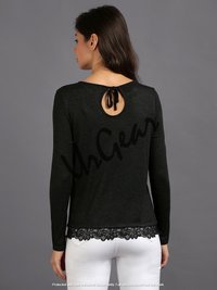 Women Black Laced Solid Top