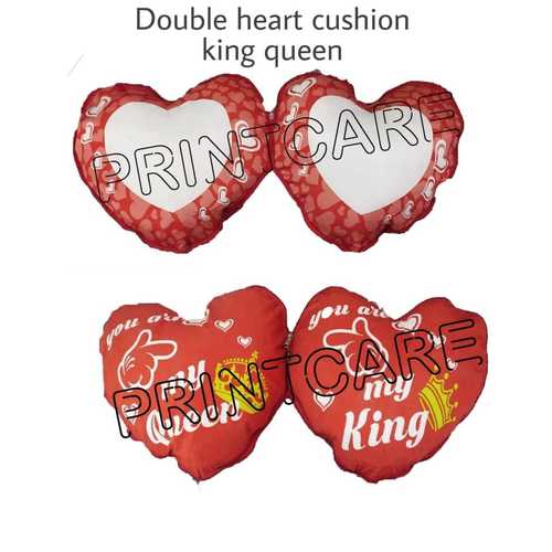 Double Heart Cushion King Queen By PRINT CARE