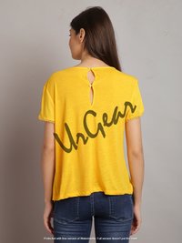 UrGear Casual Solid Lace Women Yellow Top