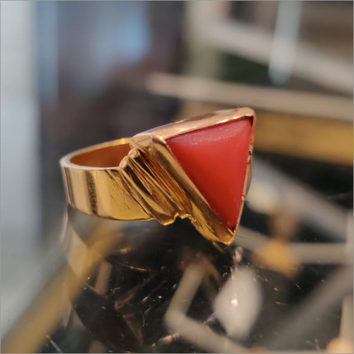 22k Gold Ring With Italian Red Coral