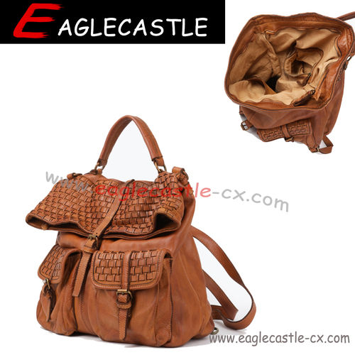 Brown Fashion Woven Backpack