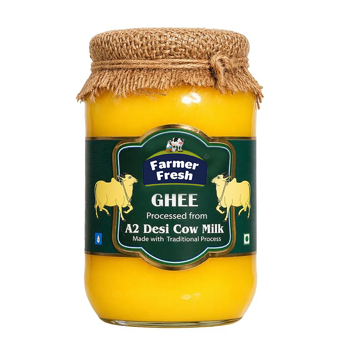 Farmer Fresh A2 Cow Ghee - 500g Bulk Packaging | 1 Year Shelf Life, Naturally Sourced A2 Milk for Authentic Culinary Experience