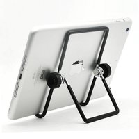Foldable Metal Tablet Mobile Holder - Metal + Plastic, 15 X 11 X 3 Cm, Silver & Black | Versatile Usage, Suitable For All Tablets, Lightweight At 110 Gms