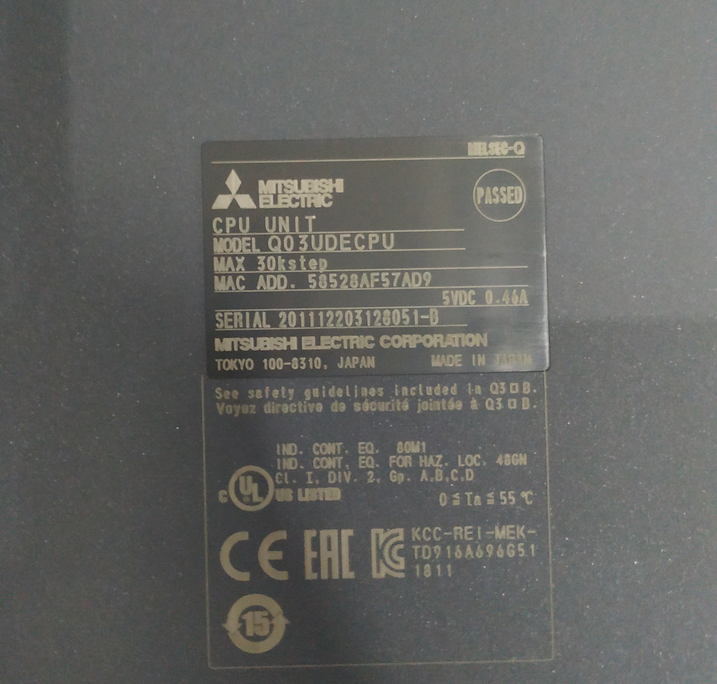 MITSUBISHI CPU UNIT Q03UDECPU