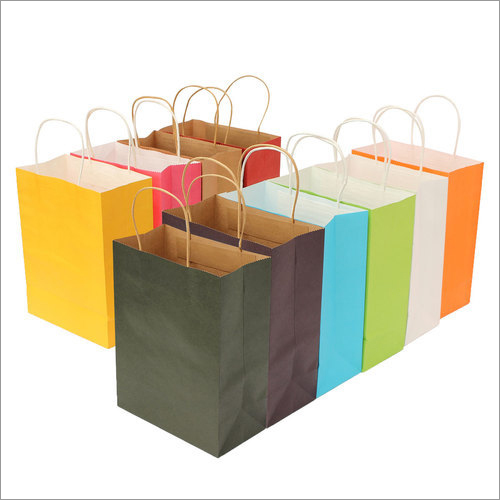 Plain Paper Shopping Bags - Kraft Paper, Multicolor, Vest Handles - Disposable Style for Everyday Shopping Needs, Maximum Load Capacity of 2