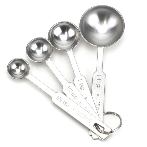 Measuring Spoon Strip handle SS - 4 pcs set - 1/4, 1/2, 1 Tea Spoon & 1 Table Spoon