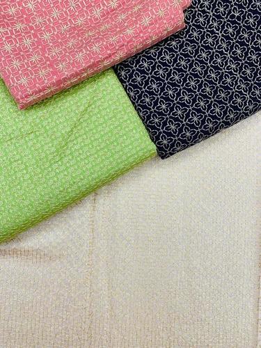 Embroidery Modal Chanderi Fabric - Modal Chanderi, Custom Length, Various Colors | Exceptionally Soft, Washable, Embroidered Texture