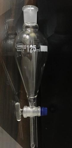 FUNNELFUNNELS, SEPARATING, PEAR SHAPE, WITH STOPCOCK AND INTERCHANGEABLE STOPPER