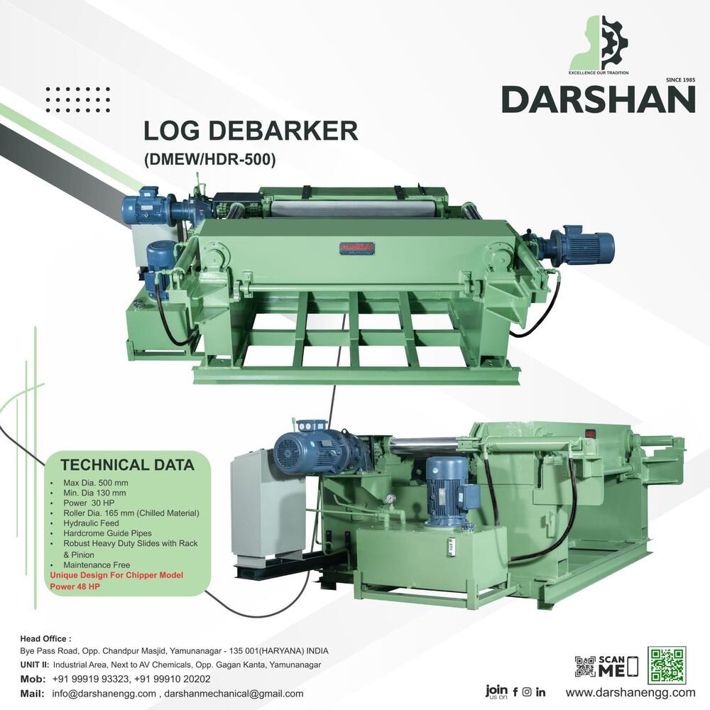 Green 30 Hp Heavy Duty Robust Log Peeling Machine