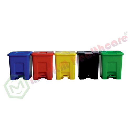 Plastic Paddle Dustbin - PP Plastic 26.8x24.2x28.5cm, Color Coded | Foot Pedal, Durable, Hygienic Design
