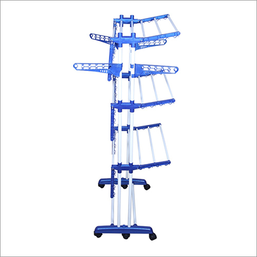 Blue Ms Powder Coated Pipe 3 Layer Cloth Drying Stand