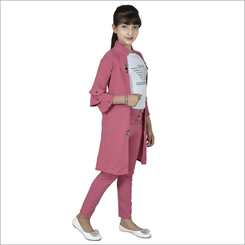 Any Color Girls Plain Knee Length Shrug With 2 Piece