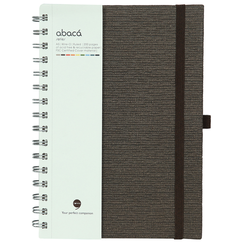 Comma Abaca - A5 Size - Wire-o-bound Notebook (Chocolate)