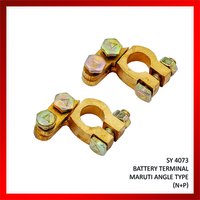Automotive Battery Terminal - Metal, Standard Size, Golden Color | Corrosion Resistant, Polished Finish, Warranty Included