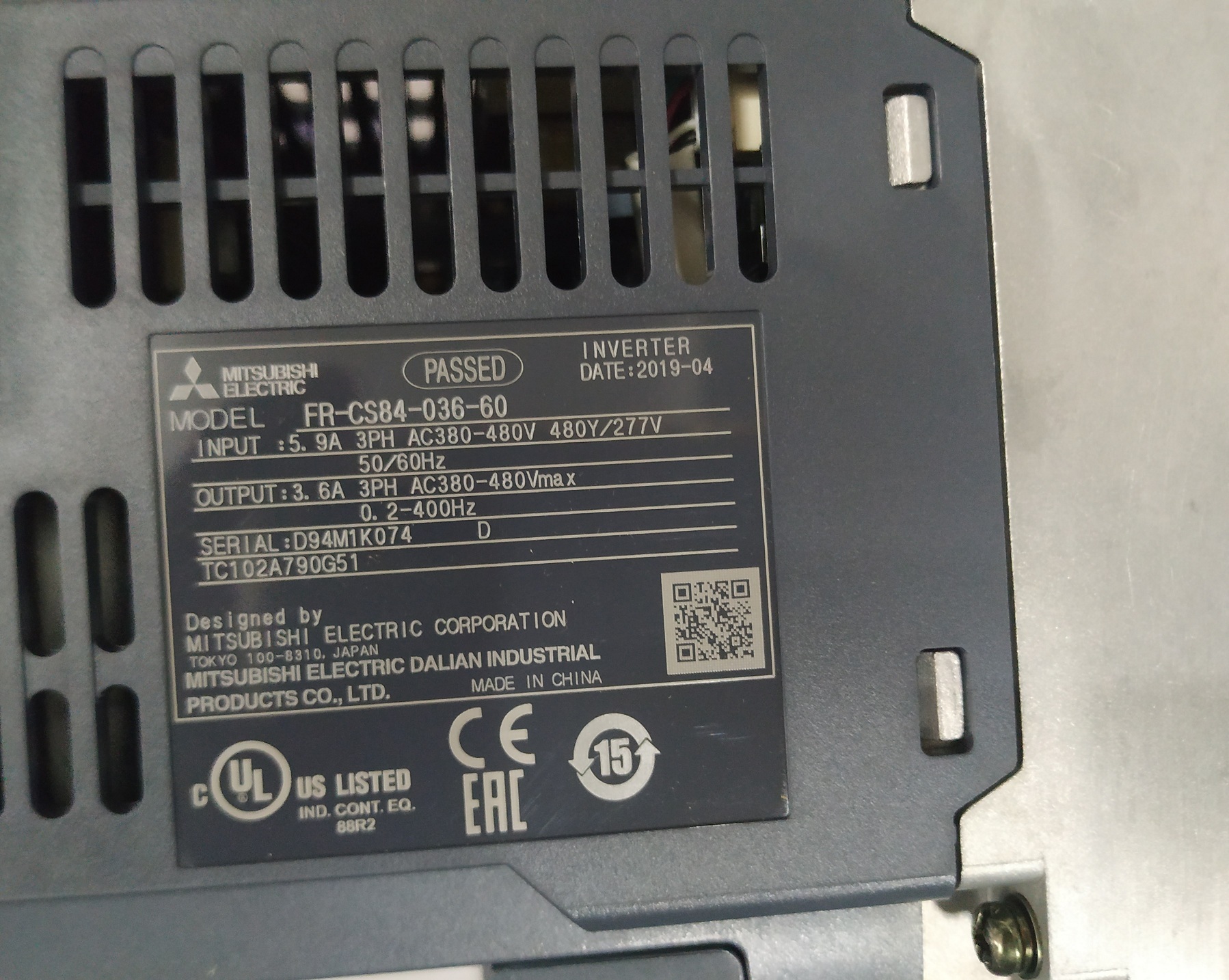 MITSUBISHI INVERTER DRIVE FR-CS84-036-60