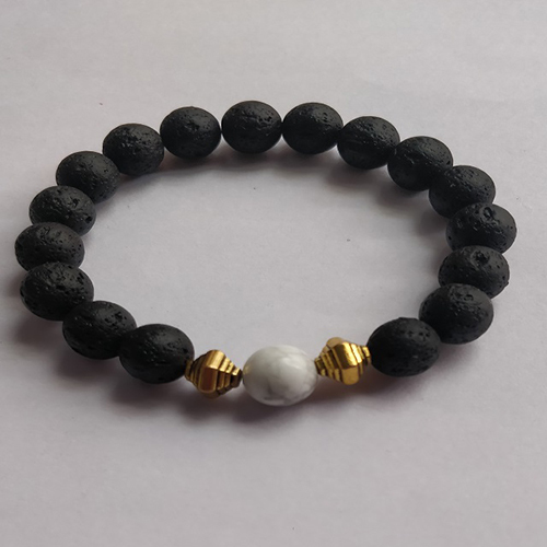 Natural Lava Stone Beaded Bracelet with howlite