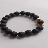 Natural Lava Stone Beaded Bracelet with Tiger Eye