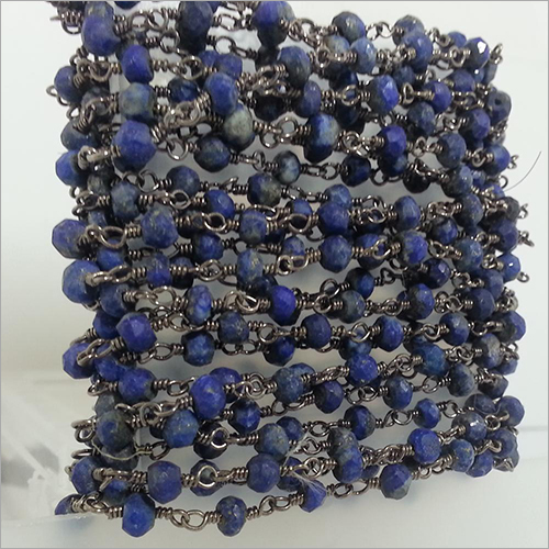 Natural Lapis Faceted Rondelle Beads Rosary chain By MOHAN GEMS