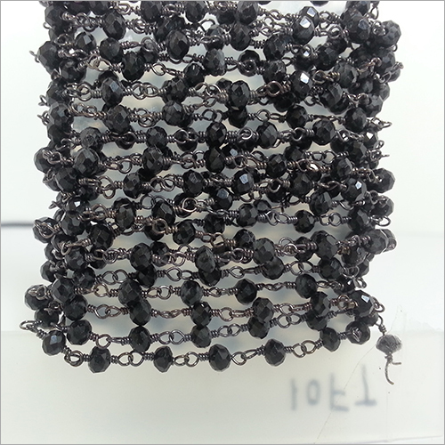Natural Black Spinnel Faceted Rondelle Beads Rosary chain