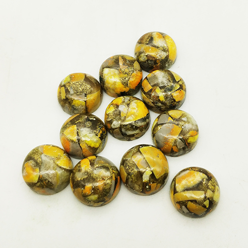 12mm Bumble Bee Copper Turquoise Calibrated Round Cabochon