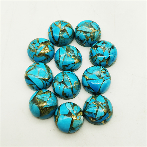 12mm Blue Copper Turquoise Calibrated Round Cabochon