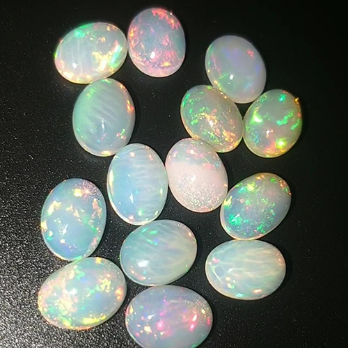 Trendy Natural Calibrated Ethiopian Multi Fire Opal Oval Cabochons 8x10mm