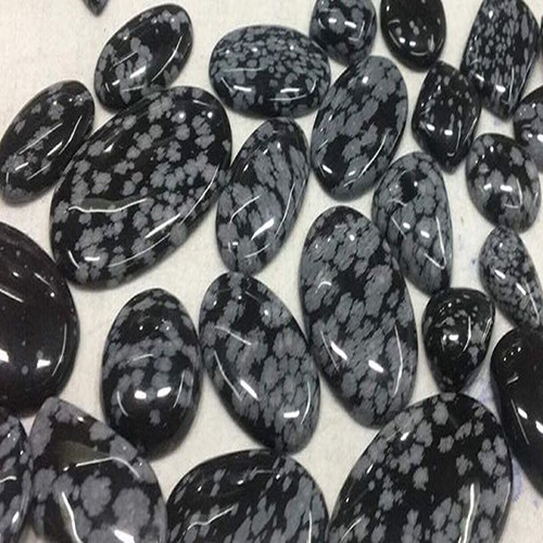 Natural Smooth Snowflake Obsidian Cabochons In Different Sizes