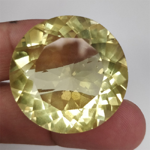 Natural Lemon Quartz Round Faceted Loose Gemstone