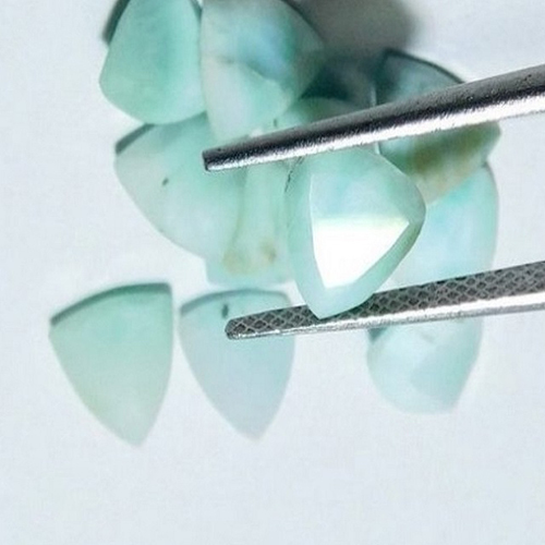 Gemstone Natural Loose Trillion Cut Larimar Faceted Stone