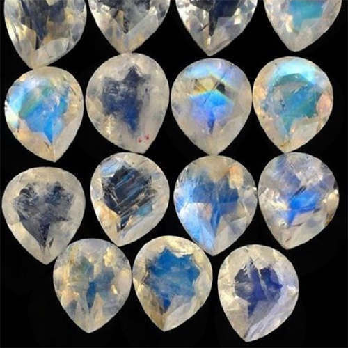 Natural Rainbow Moonstone Faceted Heart Cut Gemstone