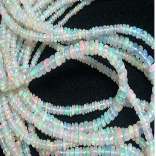 AAA Natural Multi Fire Ethiopian Opal Smooth Rondelle Beads