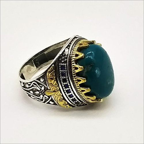 Trendy 925 Sterling Silver Turkish Ring In Turquoise Stone