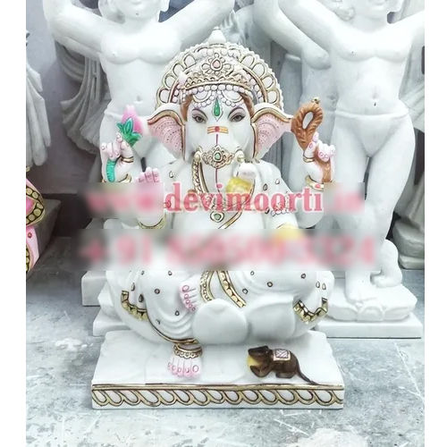 Ganesh Marble Moorti - Height: 2 Foot (Ft)